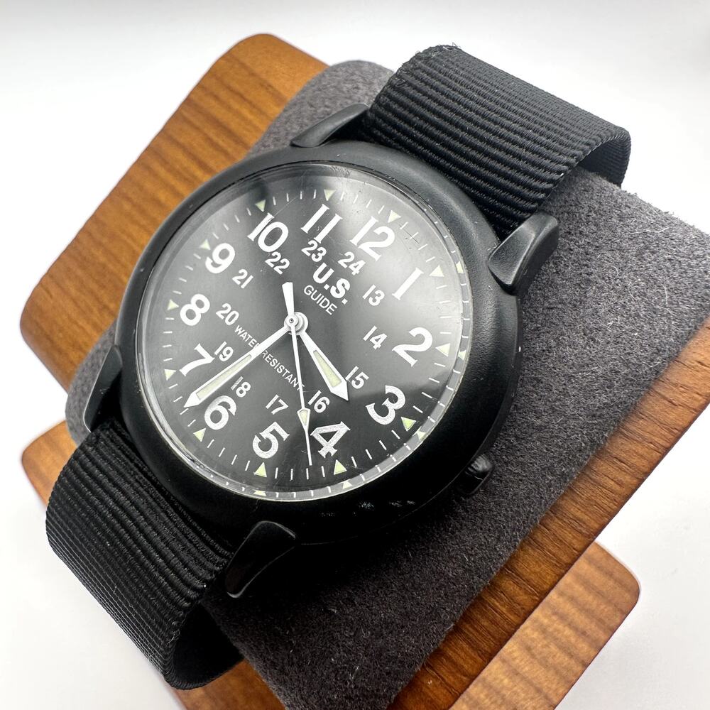 U.S. Guide Military Style Field Watch Black Dial Nylon Strap Quartz